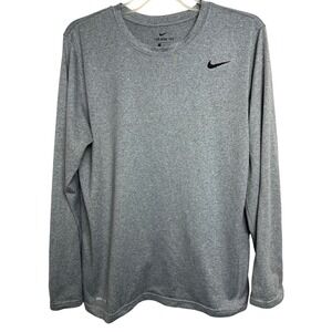 Nike Dri-FIT Long Sleeve T-Shirt Mens Large Gray Performance Workout Gym Tee